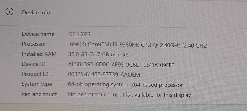 Dell XPS 15 7590 | Intel i9-9980HK | 32GB RAM | 1TB SSD | 4K OLED