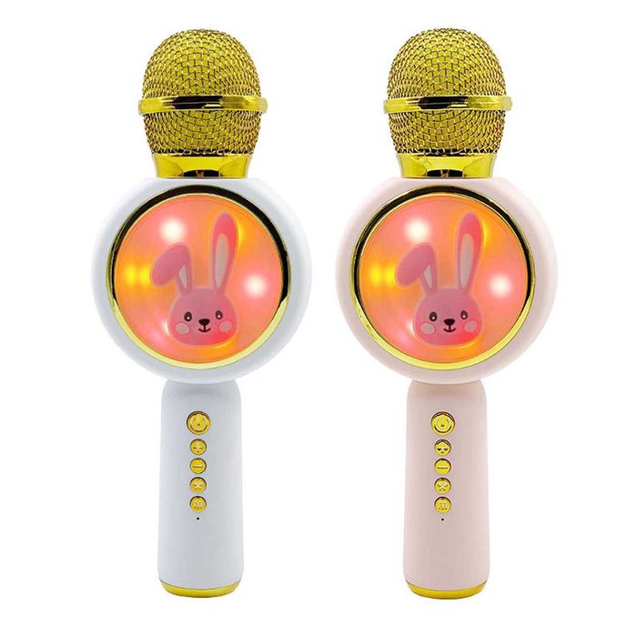 Детски караоке микрофон Rabbit X6 Bluetooth, светлини и звук със зайче