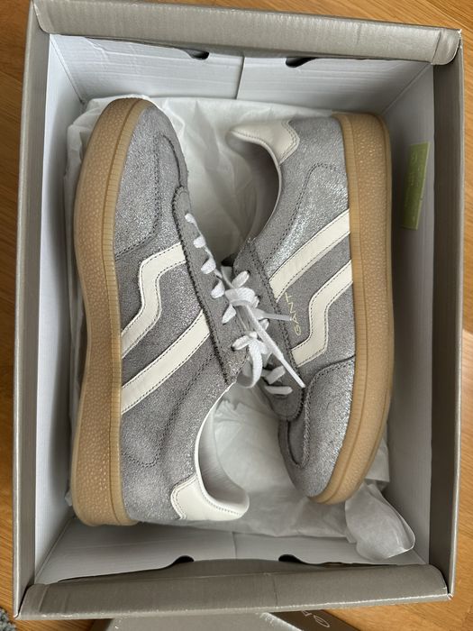 Кожени маратонки Gant Cuzima сребристи