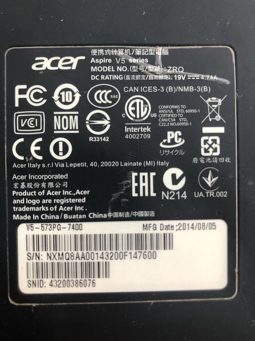 Части и чанти за лаптопо Acer aspire v5, 5820t