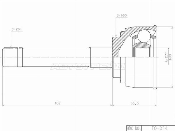 Граната, Шрус передний наружний Toyota Hiace