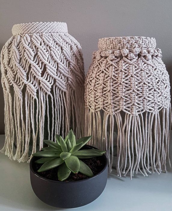 Плетени стъклени буркани / свещници / съхранение