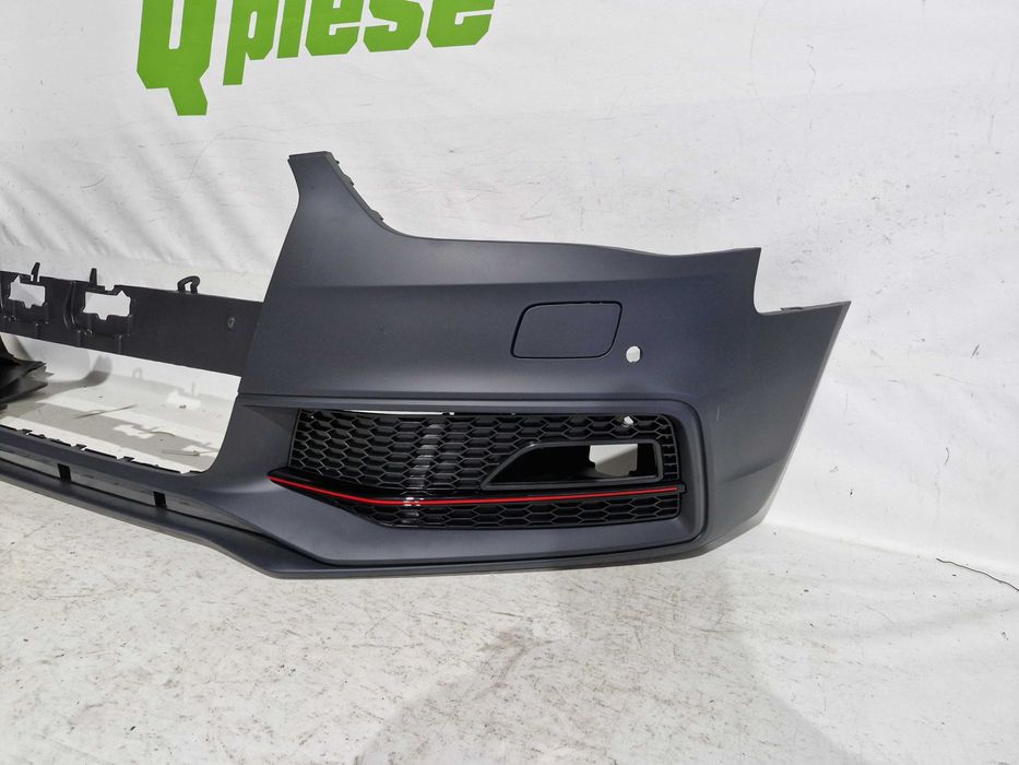 Bara fata Audi A4 B8 Facelift S-line 2011 - 2015 Piesa noua cu grile proiector si grila inferioara , gauri spalator far si 4 gauri senzori de parcare