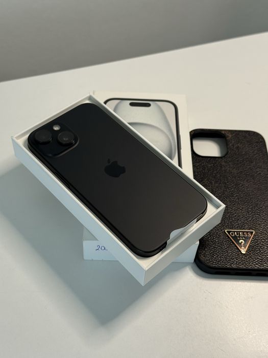 iPhone 15 Black 128 GB full box 95% + husa Guess / Factura / Garantie !