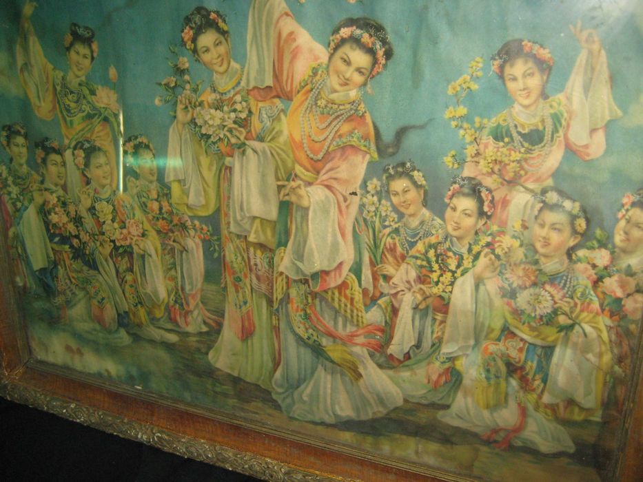 Старинные 1950годов Корея Цветные Картины 1 метр под стеклом