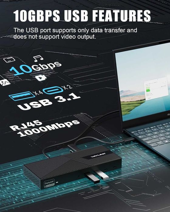 Док станция Wavlink 15в1 на 3 монитора для Macbook M1-M5  Windows