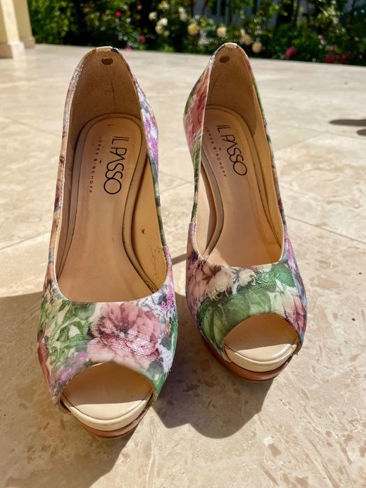 Pantofi eleganti cu toc, model floral, toc cui 12 cm, mărimea 36