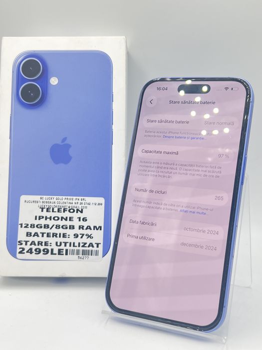 Amanet LuckyGold Colentina / Iphone 16 128gb-97% baterie/ #56277