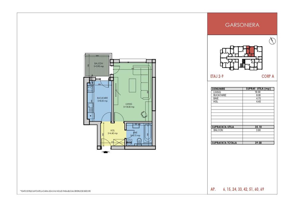 Garsoniera decomandata, Apollo Pasarela metrou Berceni, et. 9/10