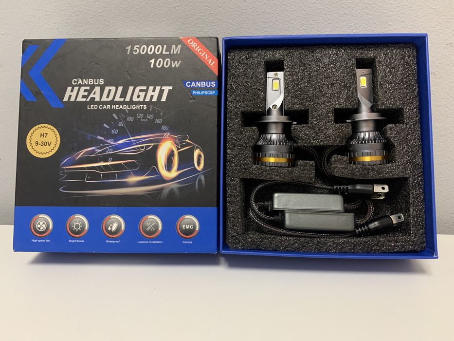 Set Becuri LED H7, H11, H1 - 100w /  15000LM Super Canbus
