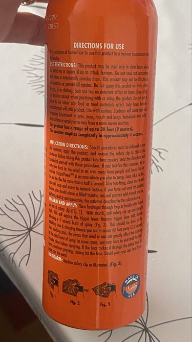 Spray autoaparare UDAP împotriva urșilor, import SUA, Bear detterent