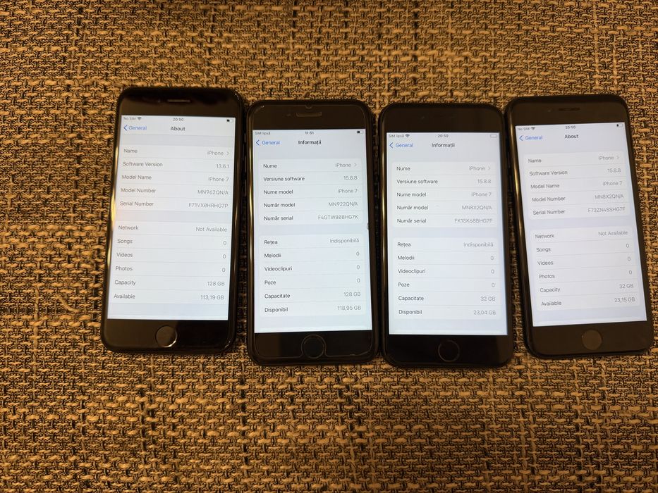 4 x iPhone 7 – 32GB / 128GB – Funcționale stare super