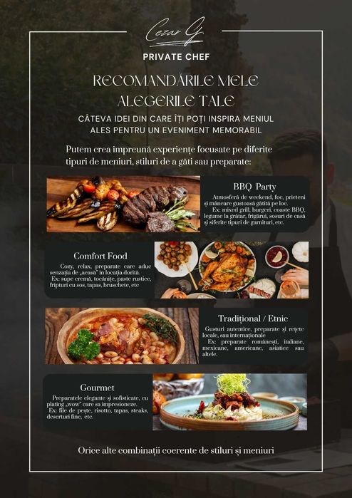 Bucătar evenimente | Private Chef | Pentru grupuri, weekend-uri la cabane si pensiuni, team buildinguri, etc în Brașov și împrejurimi