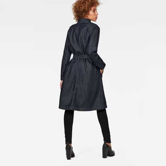 Ново Намалено G-star Minor Denim Classic Trench Dk Blue Дамски Тренч -