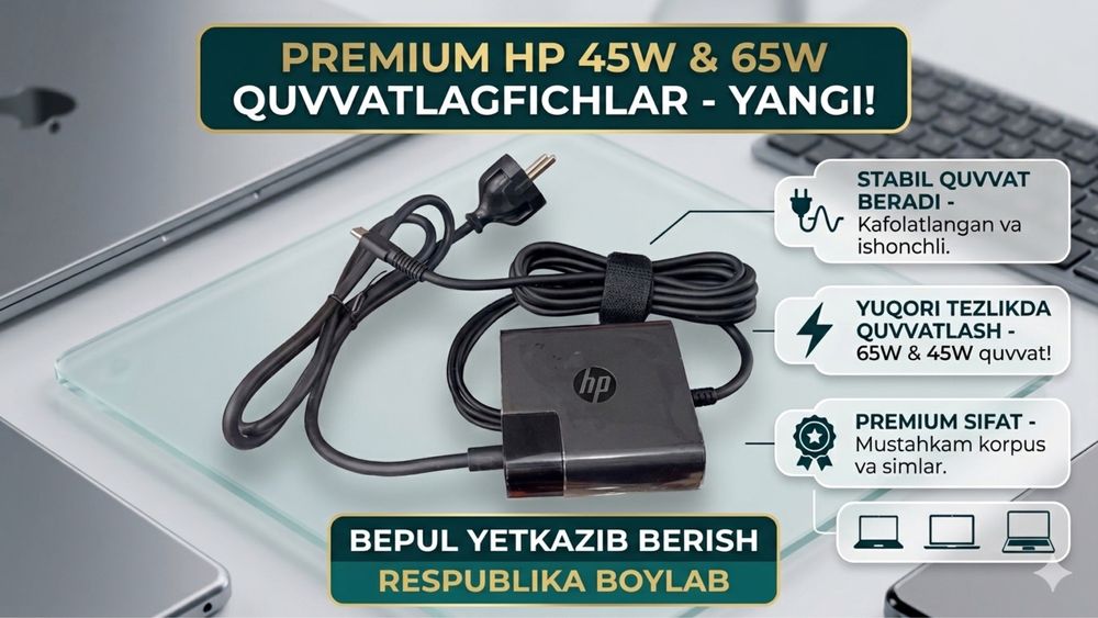 Dostovka bepul! Zaryadka Lenovo ASUS HP Type C 45W 65w TAYPS blok pit