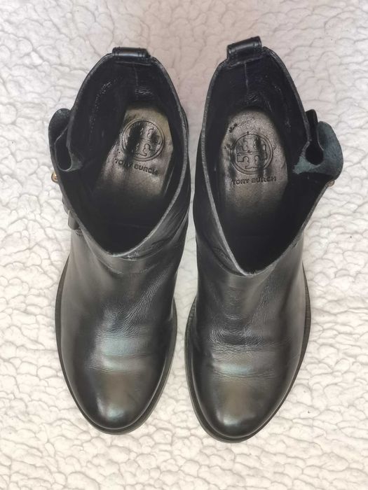 Cizme negre dama Tory Burch ghete femei piele naturala