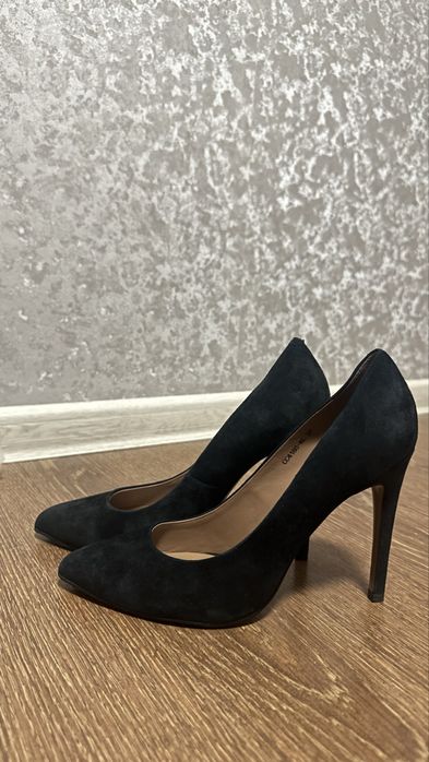 Туфли велюр темно-синие