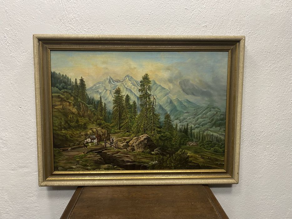 Маслена картина планински пейзаж Robert Demachy Франция 1914