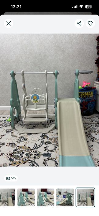 Горка детская зеленая