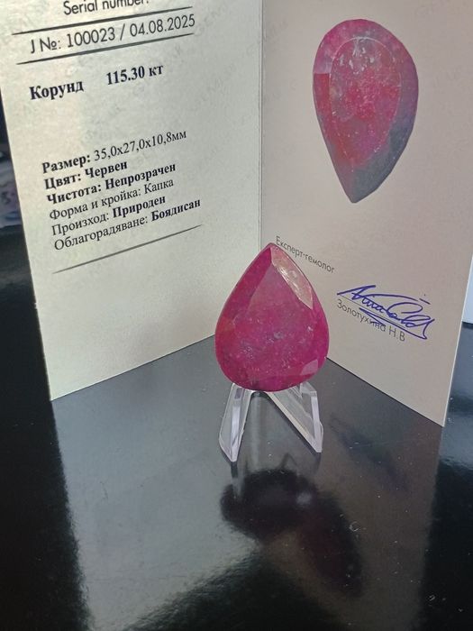 Рубин огромен с документи