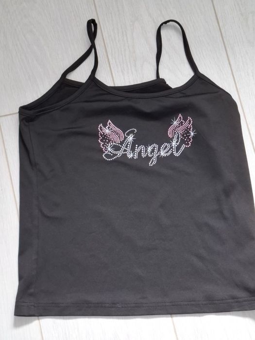 Черная майка с принтом Ангел