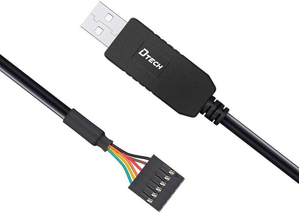 Кабел DTECH FTDI USB to TTL Serial 3.3V Adapter Cable 6-Pin 0.1 Inch Pitch Socket Head UART IC FT232RL Chip Windows 10 8 7 Linux (1m, Black)