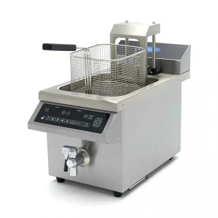Индукционен фритюрник с 1 вана по 8л, автоматично повдигаща се кошница