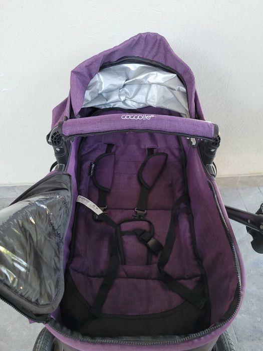 Cărucior copiii 3 in 1, Coccolle in stare bună,  culoarea mov/negru