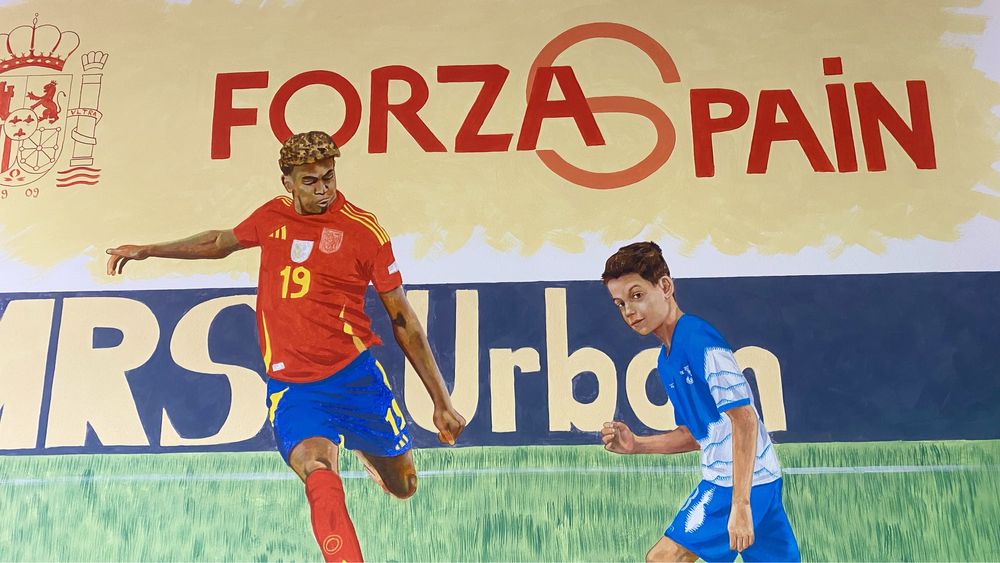 Arta murala pentru copii, pictura pe perete, pictura neon , foita aur