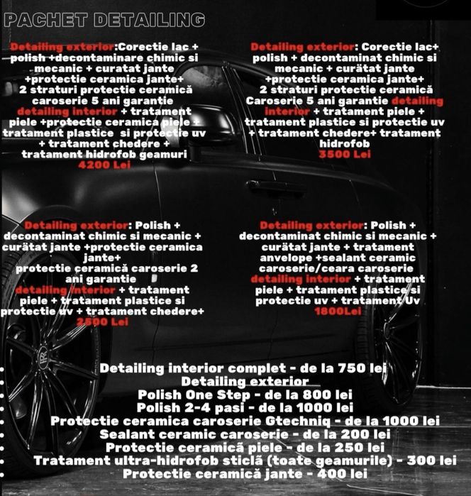 Detailing auto/ protectie ceramica, folie ppf, reconditionare caruri/