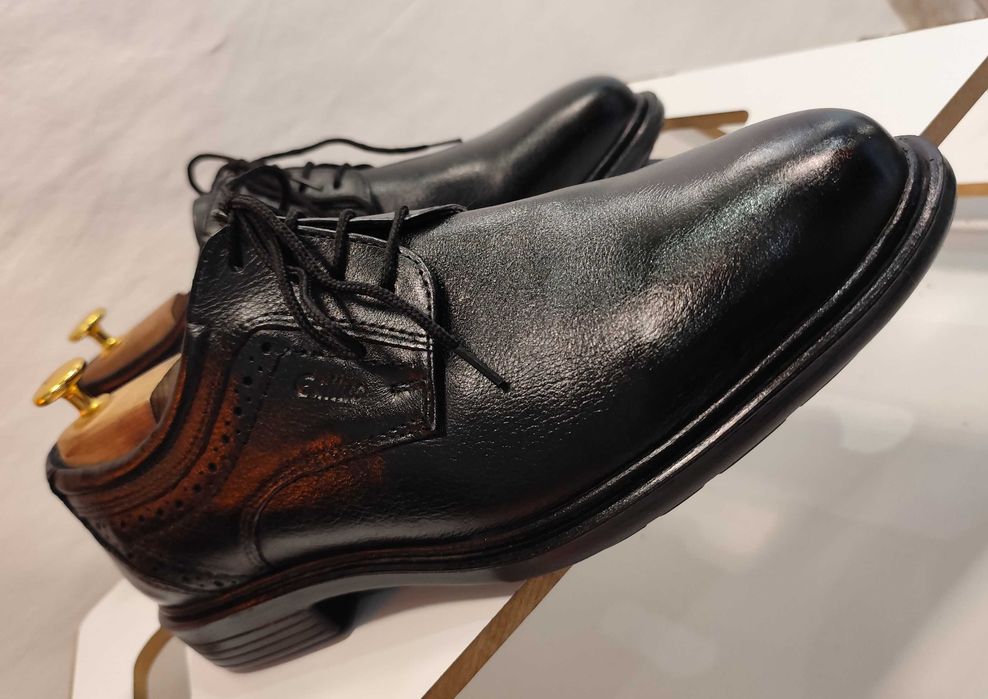 Pantofi derby plain toe 44 Gallus comfort piele naturala moale negru