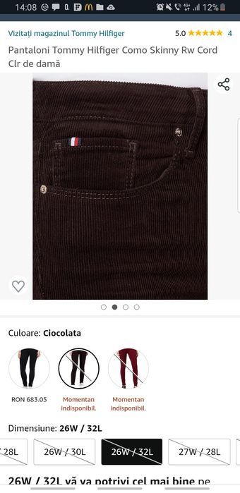 Pantaloni raiați Tommy Hilfiger, mărimea 26(XS/S)