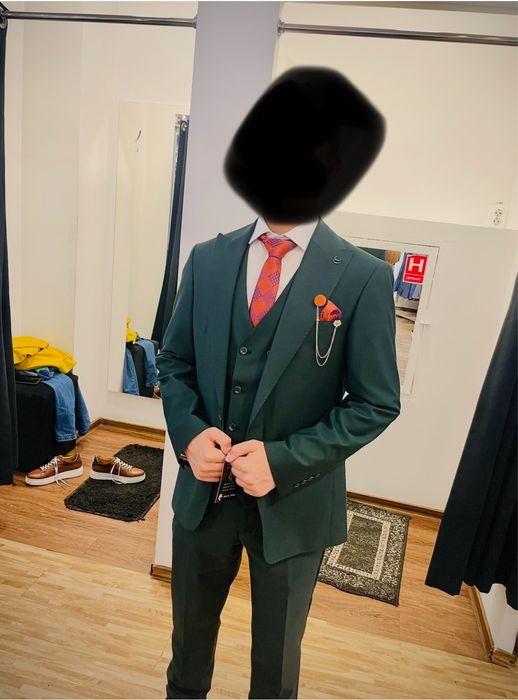 Costum elegant verde inchis marimea S