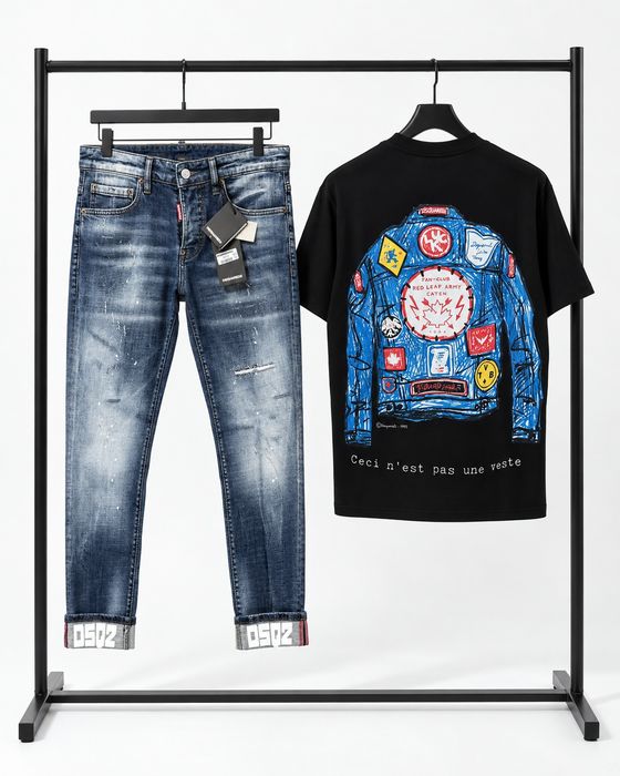 Мъжки Дънки + Тениска Dsquared2
