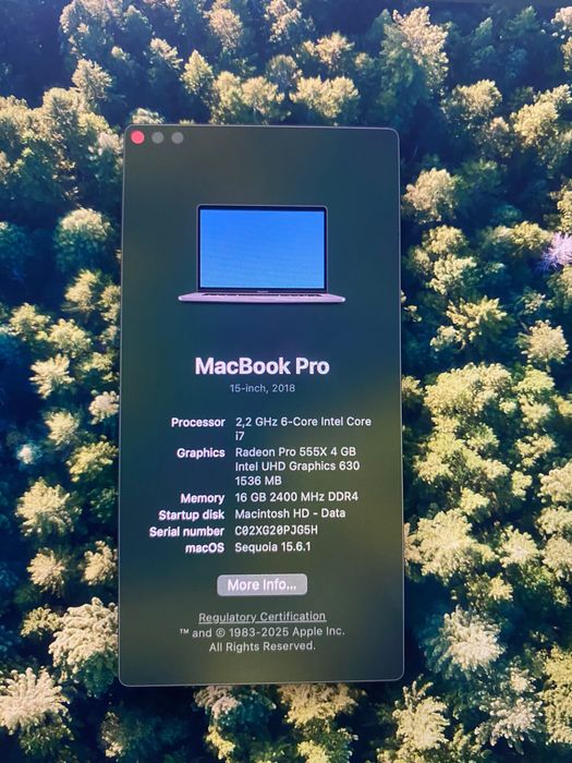 Apple MacBook Pro 2018, Touchbar, I7, 256SSD, 16GB, 4GB placa video.