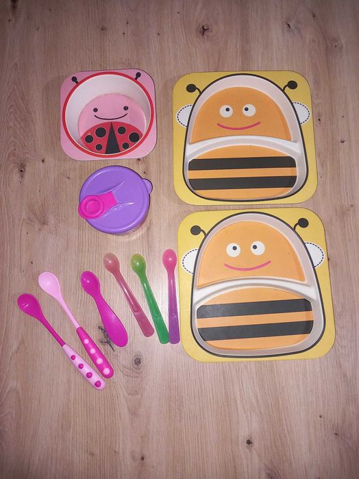 Детски бамбукови съдове / шише с твърда сламка