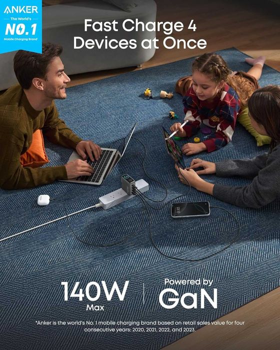 Зарядка Anker Charger 140W, 4-Port, PD 3.1