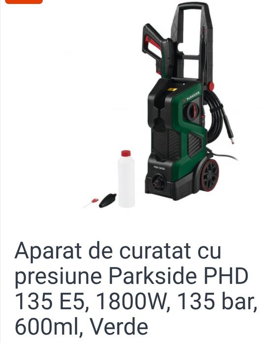 Aparat de curățat cu presiune parkside 1800w Nou sigilat 135 Bar