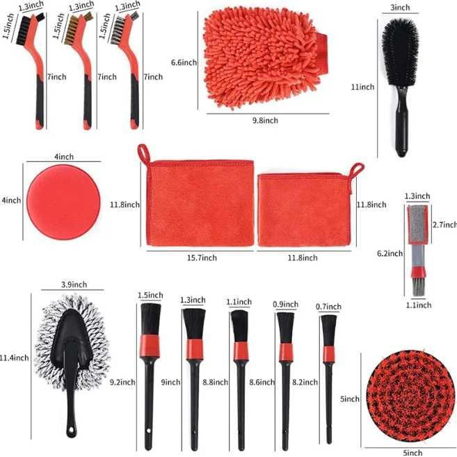 Комплект за почистване на автомобил, 19 части