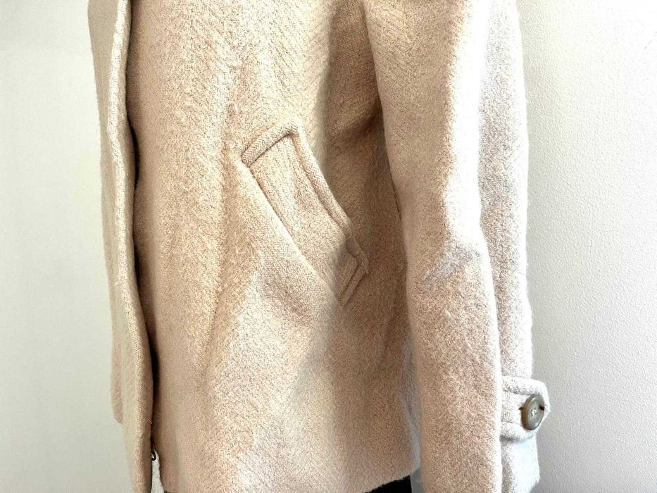 Palton bej Francesco Sannicolo, elegant, lana, toamna-iarna, XL