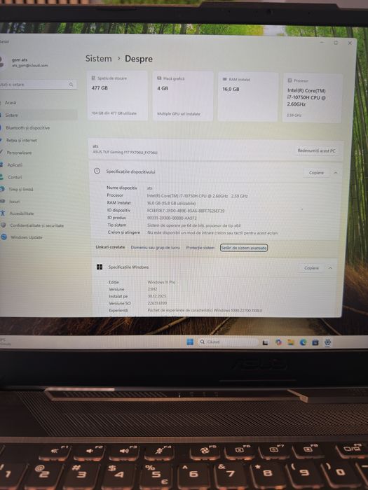 **ATS GSM**ASUS  TUF F17 512Gb/16gd ddr4/Fact+Gar 12 luni