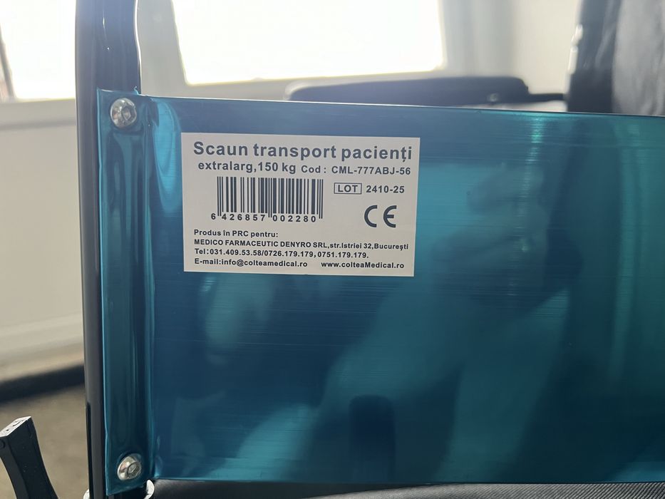Scaun cu rotile 150kg + cadru pliabil