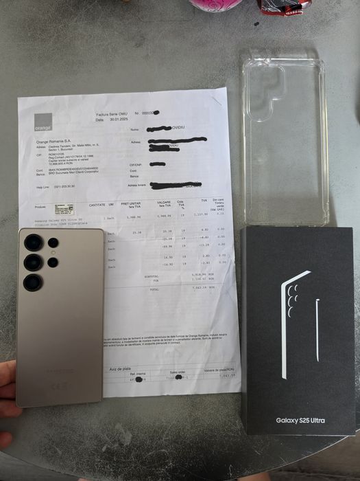 PRET FIX !!! SAMSUNG Galaxy S25 Ultra 512 GB 12 GB RAM  Silver impecabil  la cutie fullbox cu factură orange si garanție.