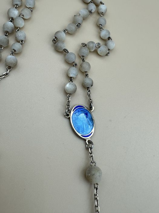 Rozariu din argint si sidef obiect religios