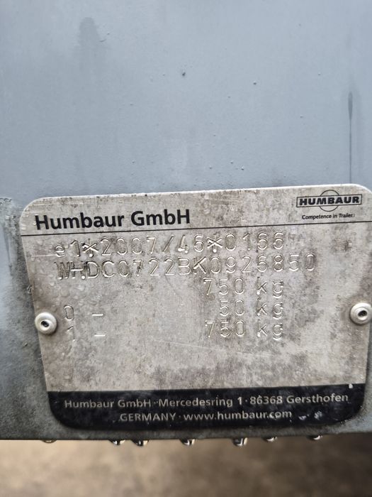Remorca Humbaur 750kg Steely 752111 - 2,10m - PODEA DUBLA - Prelata 1,95m
