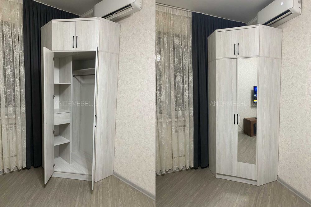 Угловой шкаф с антресолью YORQIN