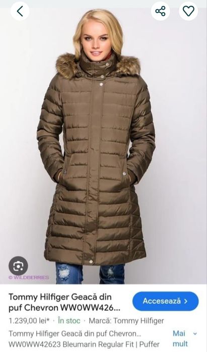 Vând geacă dama umpluta cu puf Tommy Hilfiger!