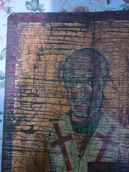 Icoana bizantina pictata pe lemn foarte veche