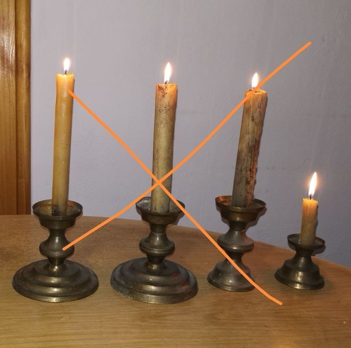 Свещници от месинг, ковано желязо, керамика, стъкло и др