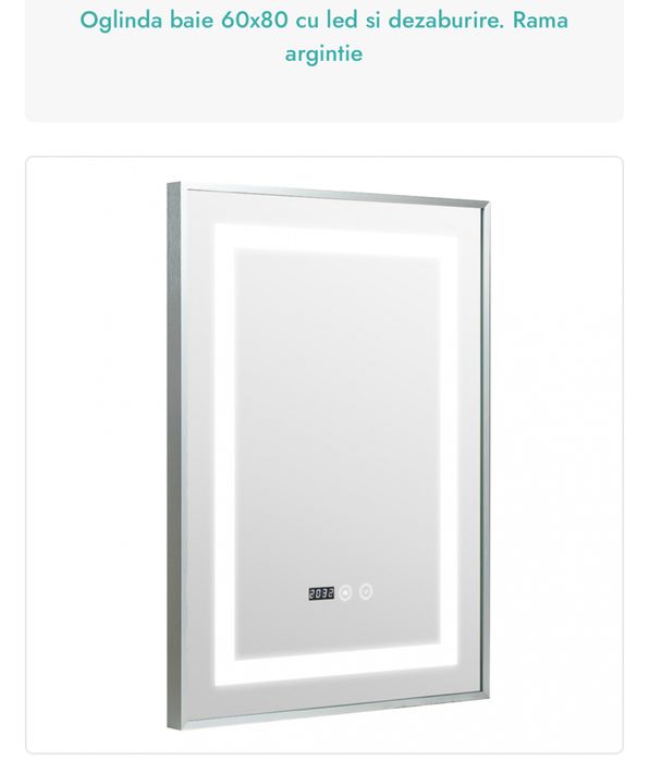Oglinda Led 60* 80 cu rama argintie